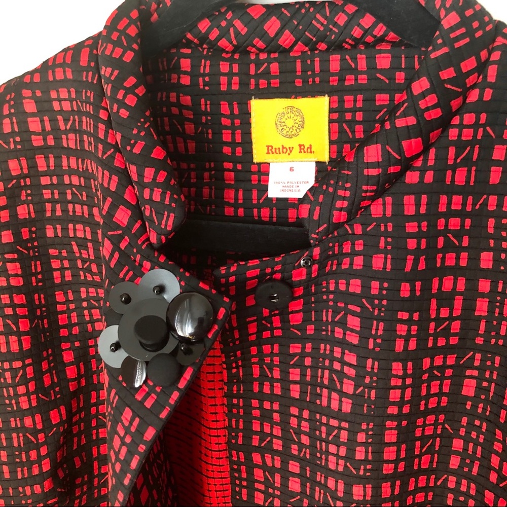 Ruby Rd. Red White Cropped Swing Jacket 6